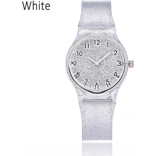 New Women Shiny Quartz Watch Silicone Strap Glitter Round Dial Girl Casual Wristwatch SCI88