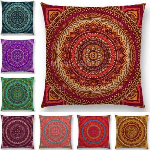 Hippie Mandala Boho Rainbow Floral Pattern Cushion Vintage Circle Cover Sofa Home Decor Throw Pillow Case