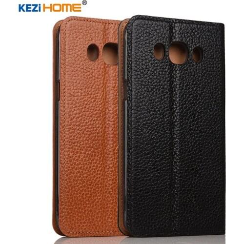Case for Samsung Galaxy J5 2016 KEZiHOME Litchi Genuine Leather Flip Stand Leather Cover capa For Samsung J5 2016 Phone cases