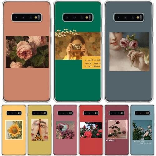 Great Aesthetic art Pink Yellow Sunflower Rose Phone Case for Samsung Galaxy S10 S20 Ultra Note 10 9 8 S9 S8 S7 J4 J6 J8 Plus Li
