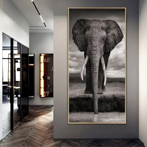 Black And Withe African Elephant Canvas Paintings On the Wall Art Posters And Prints Animals Canvas Art Pictures Cuadros Decor