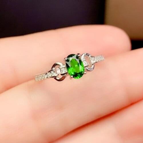 CoLife Jewelry Fashion 925 Silver Diopside Jewelry 4mm*6mm Natural Diopside Ring Fashion Sterling Silver Diopside Ring
