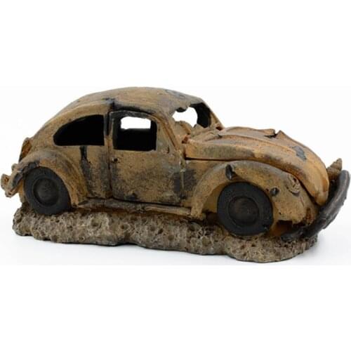 Aquarium Resin Ornament Decorations Imitation Car Wreck for Air Bubble Stone Oxygen Pump Fish Tank Landscape Decor