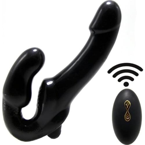 Strapless Strap-on Dildo Vibrator for Couples Strapon for Lesiban Wireless Remote Control Double-heads Vibrator Adult Sex Toys