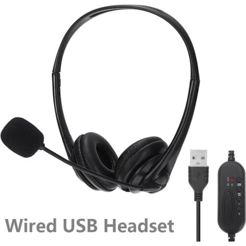 Head Mounted Wired USB Headset Microphone Noise Cancelling for Business Office High Quailty Online Meeting Binaural Earphone