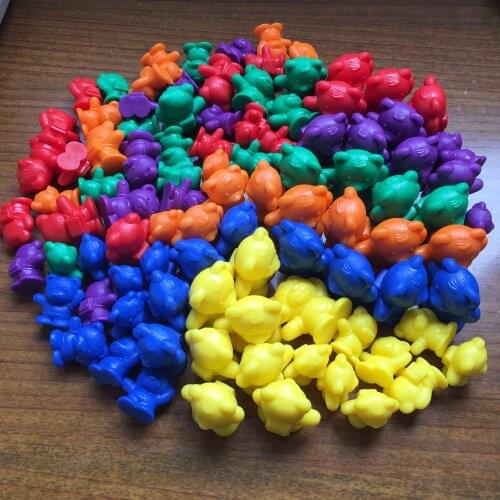 Baby kids early learning educational toy bag bear montessori counter toy three family bear 6 color three size 96pcs/bag