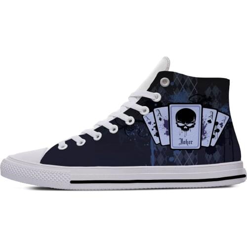 Poker playing card Skull Punk Fashion Cool Vogue Casual Canvas Shoes High Top Lightweight Breathable 3D Print Men women Sneakers