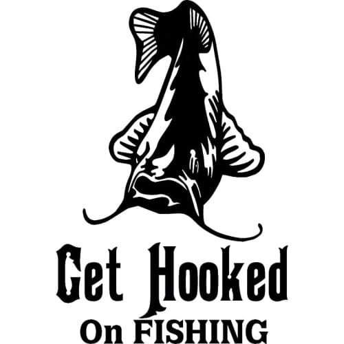 Hook Fishing Decal Window Car Sticker Funny Humor Fish Car Decal Sticker Pvc Motorcycle Car Decal Sticker,black/white,16cm *11cm