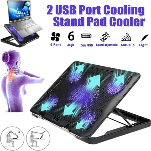 S SKYEE Laptop Cooler 2 USB Ports And 5 Cooling Fans LED USB Laptop Cooling Pad Notebook Stand for Laptop PC 7-17inch