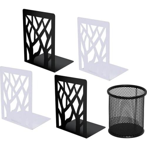 Two-Trees Metal Bookend Bookend Bookcase Book Clip Book Support Bookend Bookend Stationery Bookmark + Pen Holder