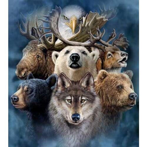 Wolf and eagle Needlework Cross stitch sets Aida 14CT Unprinted Embroidery kits Arts Cross-Stitching,DIY Handmade home Decor