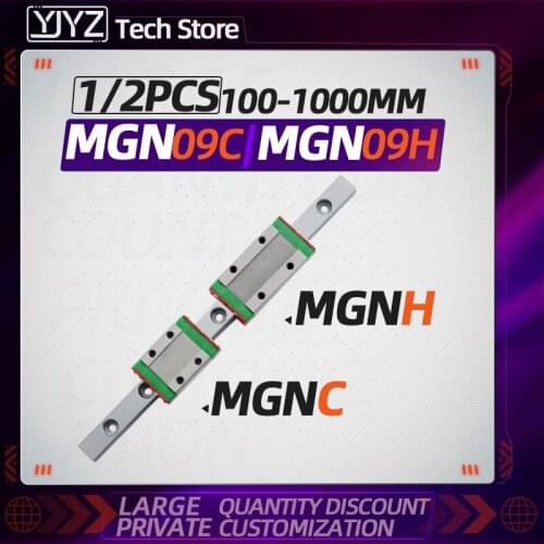 NEW 9mm Linear Guide MGN9100 150 200 250 300-1000 mm linear rail + 1pcs MGN9C/9H or 2pcs MGN9C/9H block 3d printer CNC