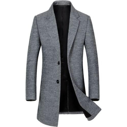 New Fashion Long Woolen Coat Men Single Breasted Trench Coat Men For Overcoat Winter Business Casual Slim Fit Wool Pea Coats 3XL