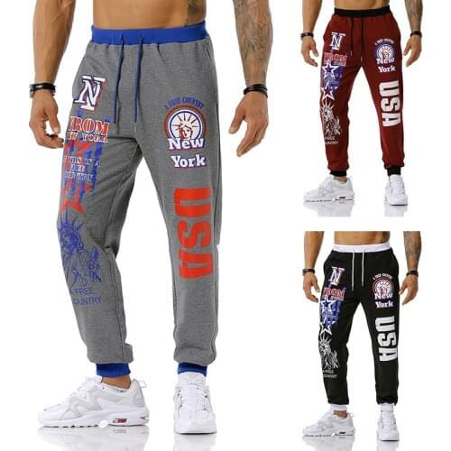 2021 New Arrival Mens USA Printed Jogging Pants Outdoor Sports Pants Fitness Football Training Trousers