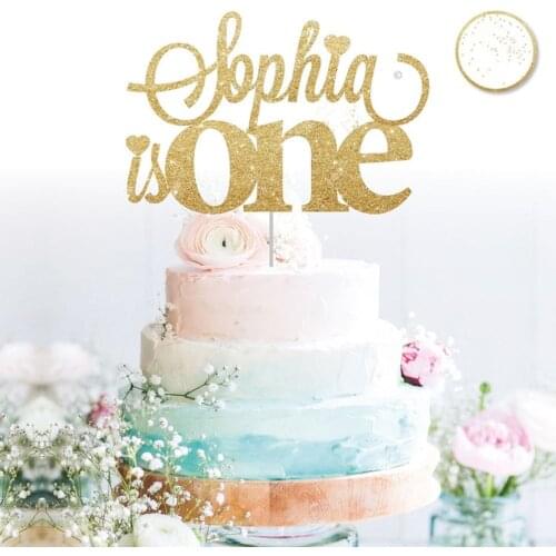 Customis one glitter cake topper Birthday Gold cake topper personalised cake smash first three four five big cake centerpiece