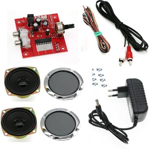 HIVI Stereo Power Amplifier Board + 12V Adapter + 3 Inch Speaker Grille Home Simple MP3 Audio Slot Game Cabinet Arcade Kit DIY