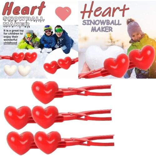 Heart Snowball Maker Winter Plastic Snowball Maker Clip Kids Outdoor Mold Toys Combination of different love shapes 3pc gift 50