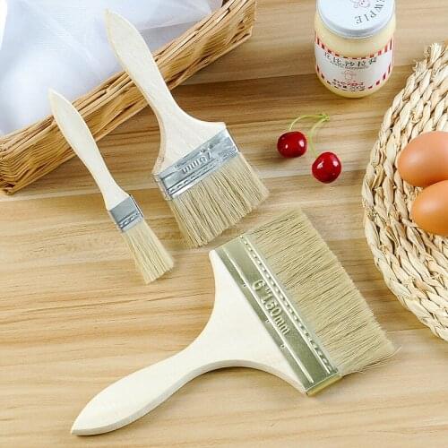 1PCS Wooden Handle BBQ Brush Soft Bristled Oil Brush Cake Brush Kitchen Baking Tools Home Seasoning Brush Kitchen Accessories