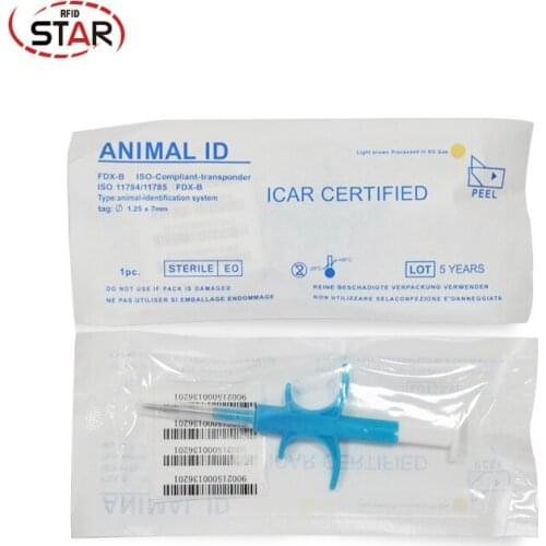 20pcs Injection syringe with rfid chip implant 1.25*7mm, 1.4*8mm 2*12 microchip implanter needles and syringes