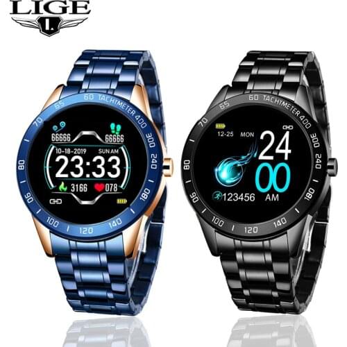 LIGE Smart Watch Men Fitness Tracker IP67 Waterproof Heart Rate Blood Pressure Pedometer For Android ios Sports smartwatch +Box