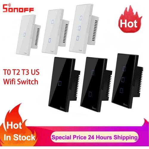 Sonoff TX T0 US 1 2 3 Gang Wifi Switch Smart Home Remote Control Wall Touch Light Timer Switch Works with Alexa Google Home