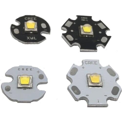 Cree XLamp XM-L2 XML2 T6 10W Cool White 6500K High Power LED Light Emitter Diode for flashlight on 16mm Black or White PCB
