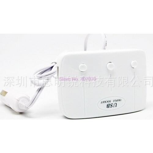 By DHL or Fedex 50pcs DC 12-24V Car USB Electronic Cigarette Lighter 3 Way Socket For Mobile Phone Tablet output current 800mA