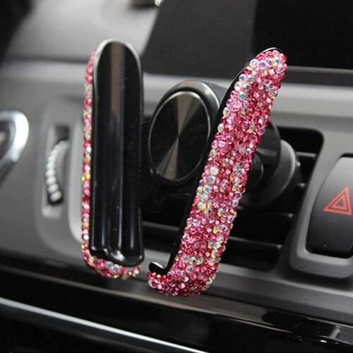 Women Bling Car Phone Holder Multifunction Phone Mount Rhinestones Car Accessories for Women and Girls