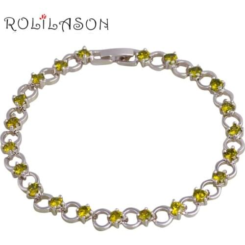 ROLILASON Top Sell Light Green Charm Bracelet for Women Silver Plated Wholesale Price Elegant Fashion Jewelry TBS1099