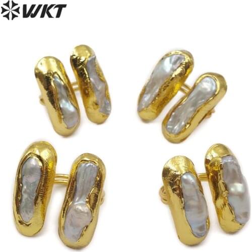 WT-R332 wholesale pearl rings fashion double pearl rings high quality freshwater pearl ring for women jewelry making