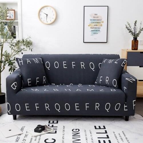 New Cubre Sofa Cover Spandex Elastic Polyester Black Letters Modern Couch Slipcover Chair Living Room Furniture Protector 1pcs