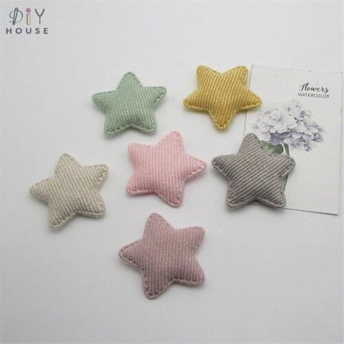 10-50Pcs Stripe Cloth Stars Padded Patches Appliqued DIY Craft Supplies Kids Hair Pin Accessories Material Embossing Ornaments