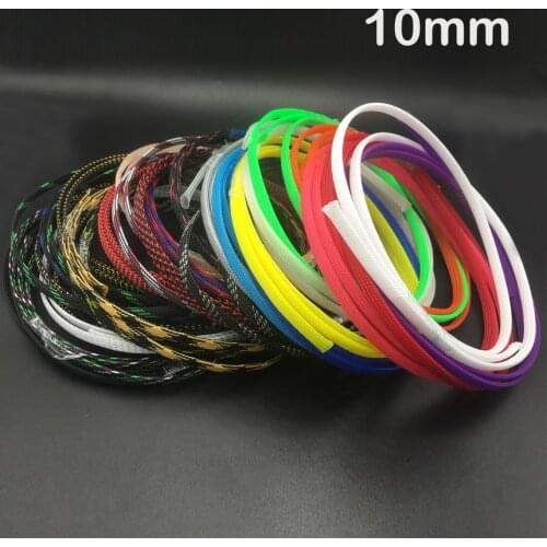 10mm Golden Clear Colorful High Density Mesh Guard RC Car Expandable Nylon Snakeskin Braid PET Protect Sheath Wire Cable Sleeve