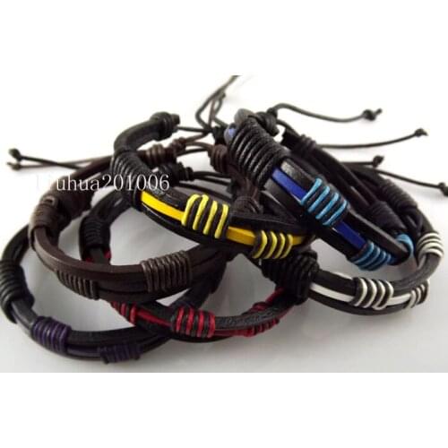 12 pcs Fashion Leather Armband bracelets Color Fashion jewelry Free Shipping