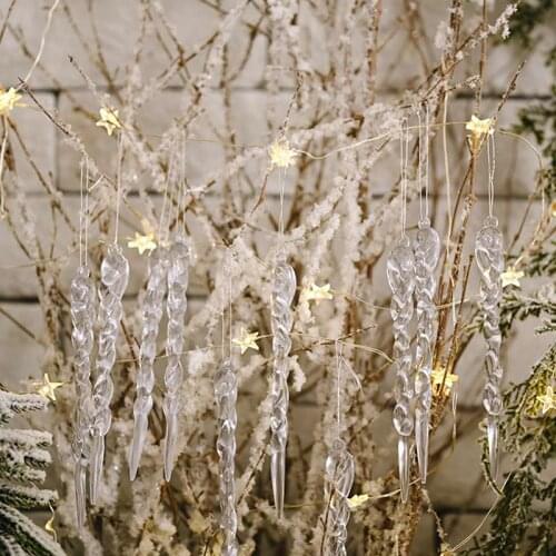 12Pcs Christmas Tree Decoration Simulation Ice Icicle Ornament Xmas Tree Hanging Fake ICE Party Hanging Pendants