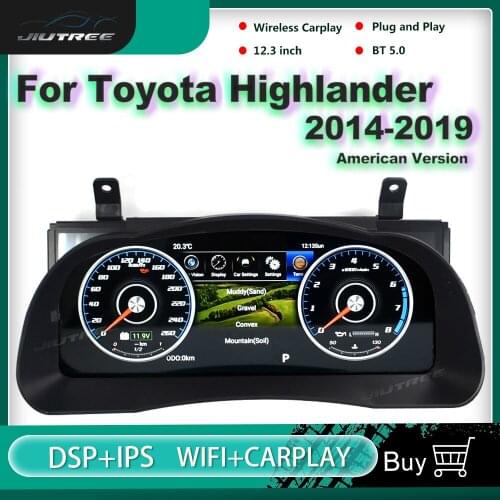 2+32G Android 9.0 12.3 inch For Toyota Highlander 2015-2019 Car LCD Cluster Instrument Multimedia Dashboard Modification GPS