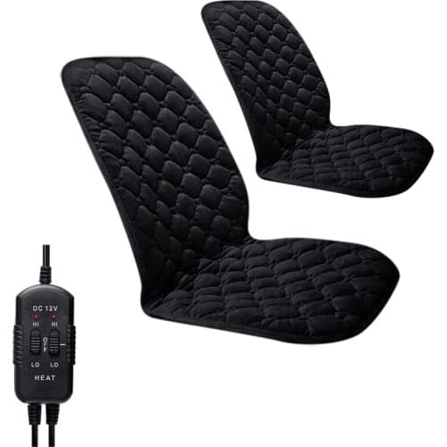 12V Heated Car Plush Front Seat Cover Cushion Winter Heater Warmer Control Temperature Electric Heating Seat Pad, 2PCS