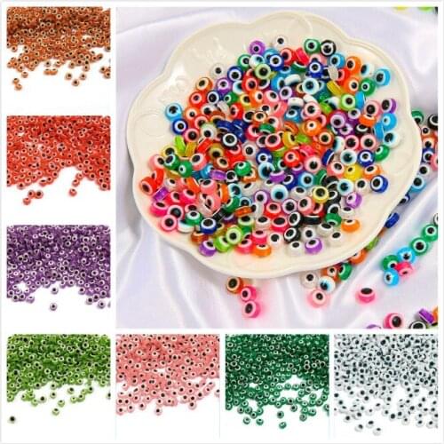 50pcs Resin Spacer Beads Oval Evil Eye Beads Stripe Spacer Beads For Jewelry Making DIY Bracelet Necklace Gifts For Women