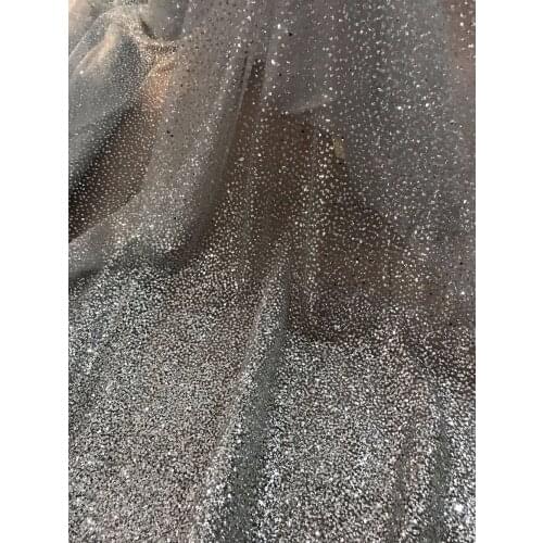 African tulle lace S-1216117 with glued glitter New and Unique African glitter Lace fabric for party dress