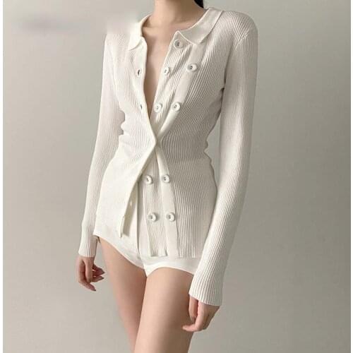 White Knitted Cardigans Female V Neck Long Sleeve One Size Slim Sweater For Women 2020 Fashion New Clothing Fall