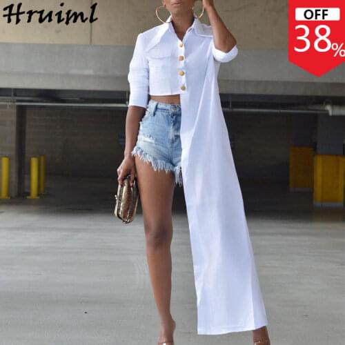 Blouses Women Casual Fashion Long Sleeve Elegant Turn-down Collar Womens Shirt Button Design X-Long Streetwear Ladies Tops 2021