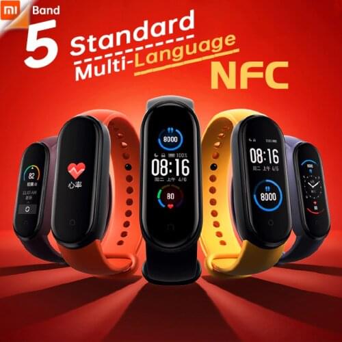 Xiaomi Mi Band 5 Standard Or NFC Wristband Fitness Blacelet Stress Female Health Heart Rate Sleep Step Swim Sport Monitor Alarm