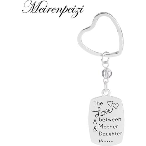The Love Between Mother And Daughter Is Forever Key Chain Dog Tag Woman Key Ring Family Jewelry Mothers Day Gifts