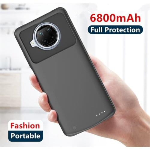 Battery Charger Cases For Xiaomi Redmi Note 9 Pro 5G Battery Case 6800mAh Silicone Shockproof Charging Cover Power Bank Case