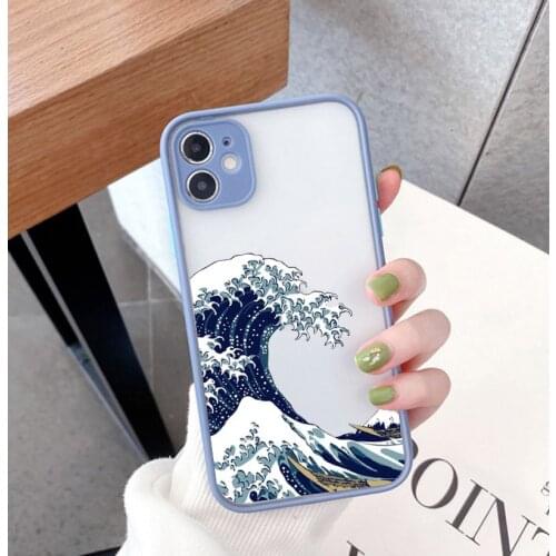 ZUIDID Cute Blue Wave Surf Ocean Phone Case For iPhone 12 11 Pro XS MAX XR 7 SE20 8 6Plus Shockproof Clear Hard Cover Matte Capa