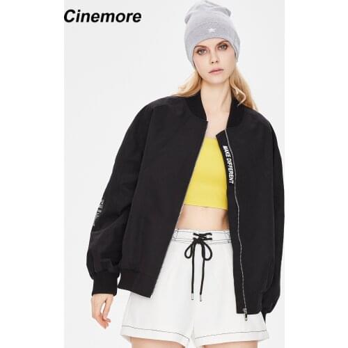 Cinemore 2021 Spring Autumn Womens Coat Jacket Long Sleeve Zipper Pockets Casual Windbreaker Basic Jackets Outerwear 92234-1