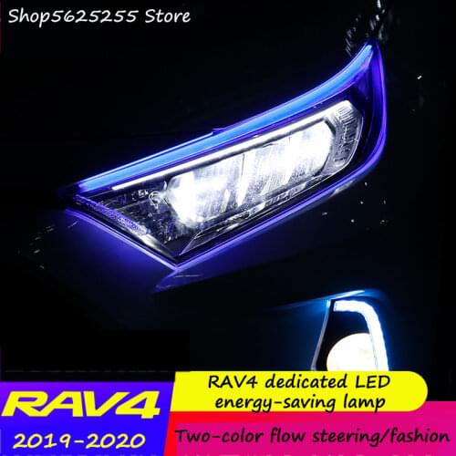 Daytime Running Lights Refit Canopy LED Bicolor Turn Signal For Toyota RAV4 RAV-4 2019 2020 2021 Blue Yellow Whtie Decoration