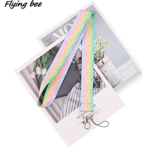 Flyingbee Creative Mermaid Scale Lanyard Card ID Holder Car KeyChain ID Card Pass Gym Phone DIY Hang Rope Lariat Lanyard X1838