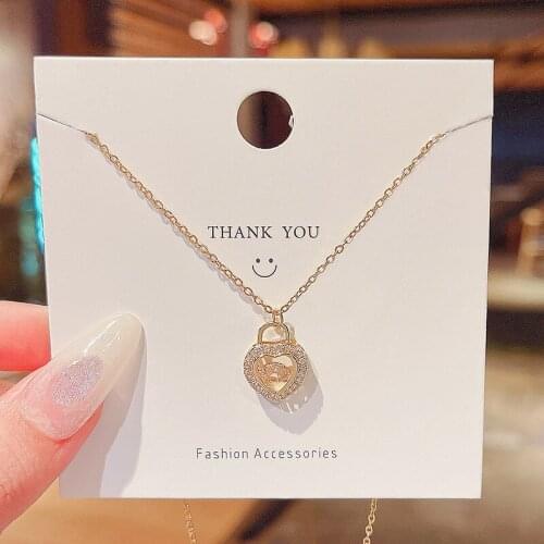 Korean Trendy Jewelry Titanium Steel Heart-shaped Pendant Necklace for Women Hollow Out Heart Chokers Female Clavicle Chain Gift