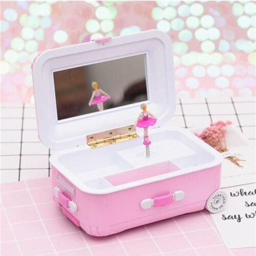 Creative Suitcase Music Box Pink Dancing Girl Password Box Desktop Decoration Music Box Decoration Room Cute Gift For Kids